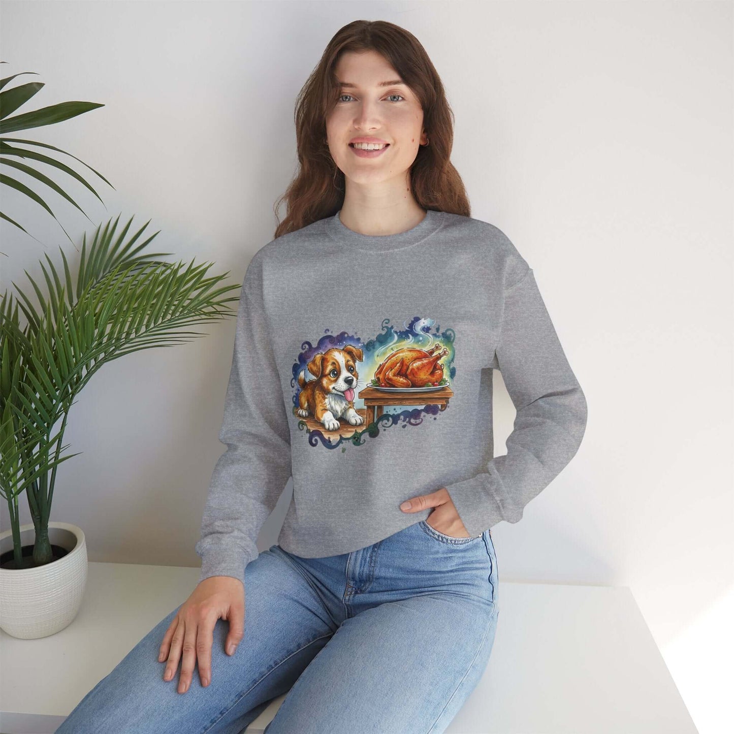 Watercolor Dog painting Unisex Crewneck Sweatshirt style 3