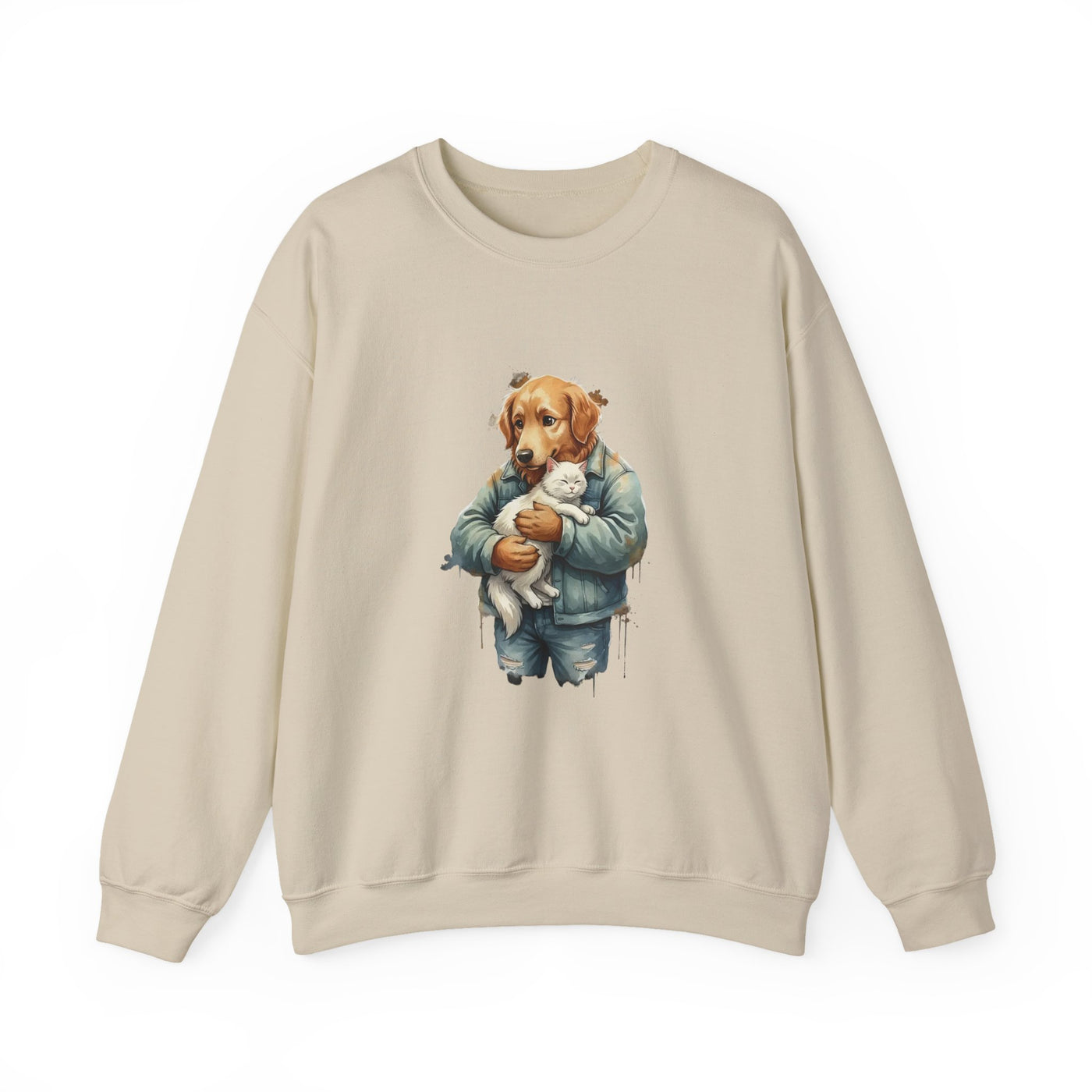 Watercolor painting style 12 Men & Women Cute Cat Pile Crewneck Sweatshirt