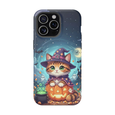 Halloween cute kitten anime style 2 Magnetic Phone Case, Cat Lover Gift, Impact-Resistant iPhone Case, Funny Pet Accessory, Unique Animal Design