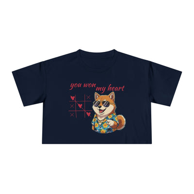Cute Graphic Crop Tee - 'You Won My Heart', Women's Fashion, Gift for Animal Lovers, Casual Outfit, Summer Style, Funny Shirt