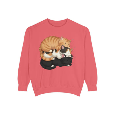 3 Cute Sleeping Cats style 5 Cozy Graphic Unisex Crewneck Sweatshirt