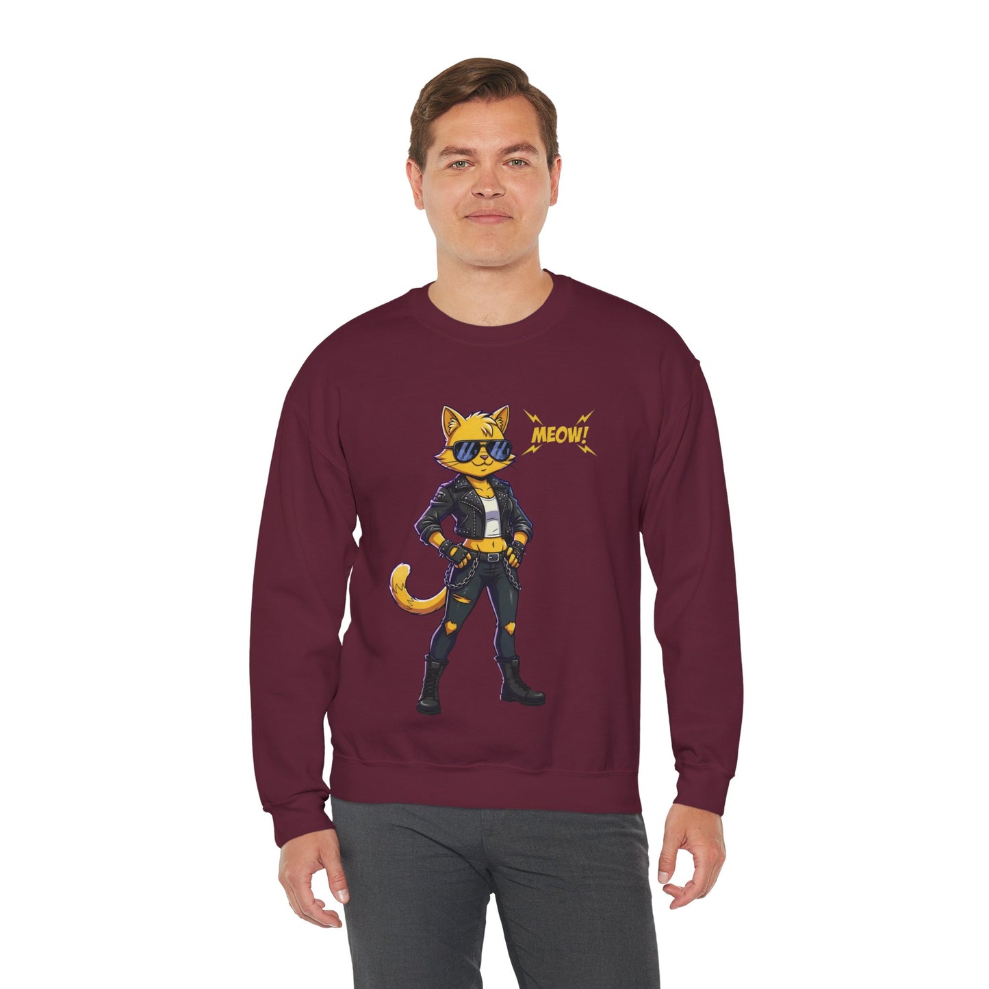 Cool Cat Unisex Heavy Blend Crewneck Sweatshirt style 4