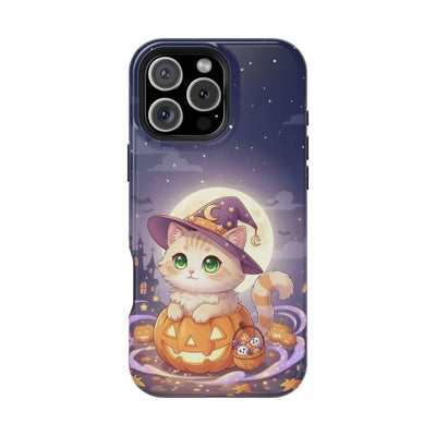 Halloween cute kitten anime style 4 Magnetic Phone Case, Cat Lover Gift, Impact-Resistant iPhone Case, Funny Pet Accessory, Unique Animal Design