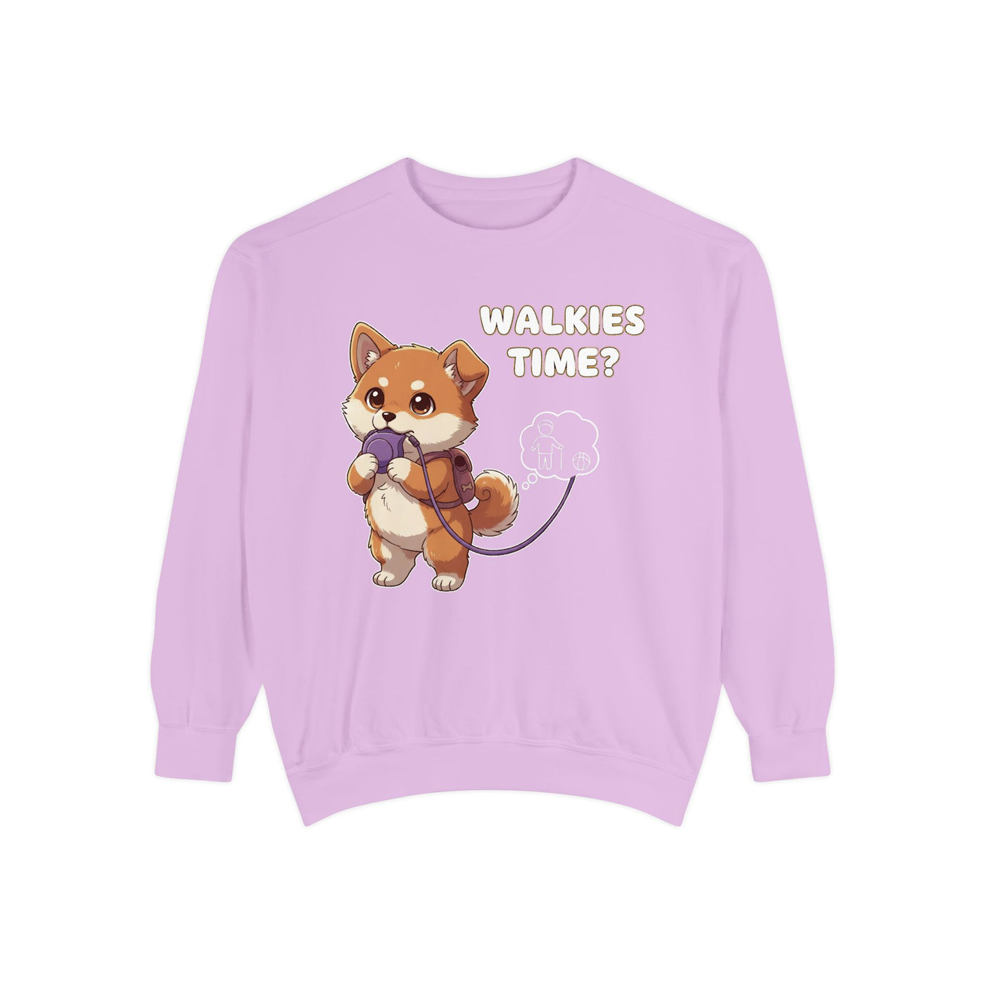 Cute Dog Walk Time style 3 Cozy Graphic Unisex Crewneck Sweatshirt