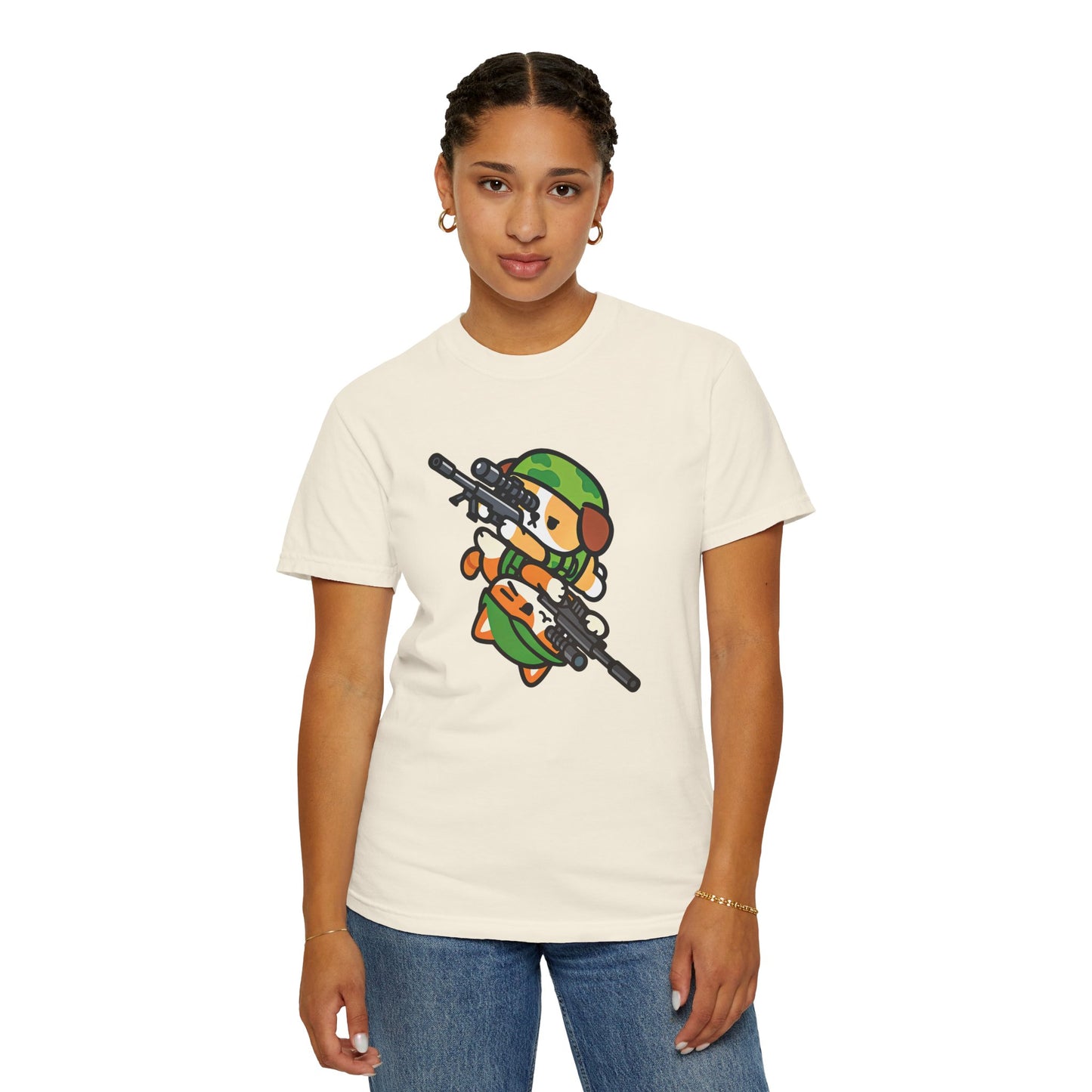 Cute Soldier Sniper Dog & Cat Unisex Graphic T-Shirt