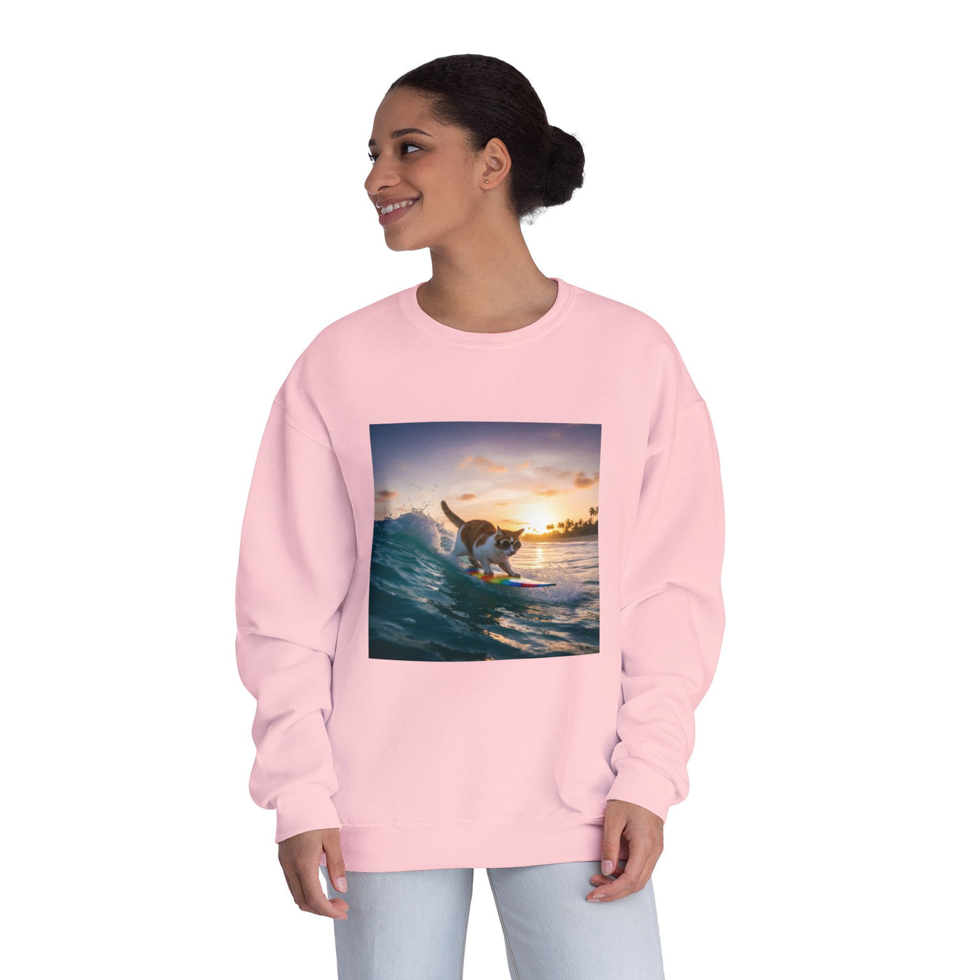 Surfing Cat style 2 Unisex NuBlend® Crewneck Sweatshirt