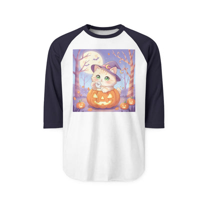 Halloween Cute Kitten Anime Unisex Raglan Shirt style 1