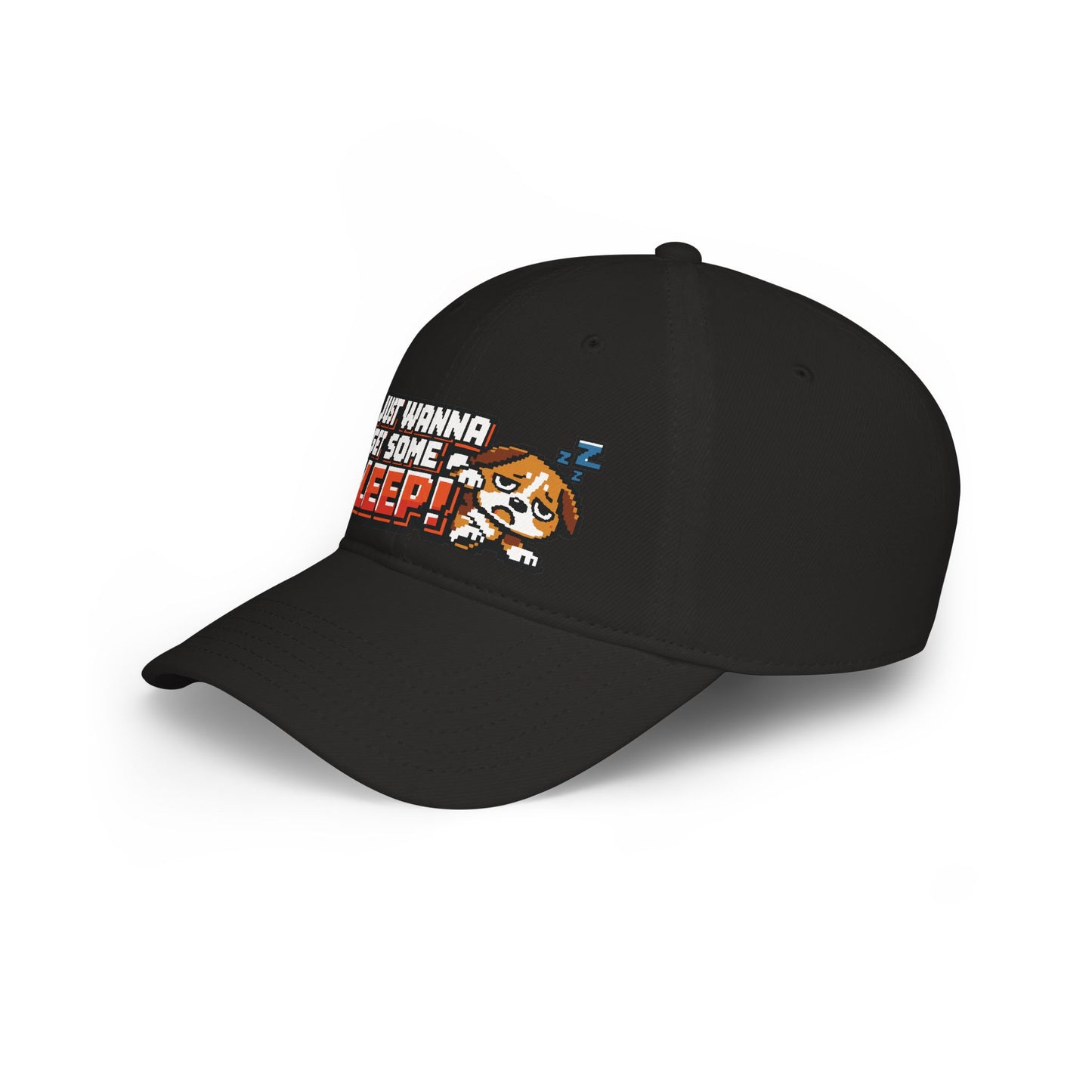 I Just Wanna Get Some Sleep Pixel Dog Low Profile Cap Hat
