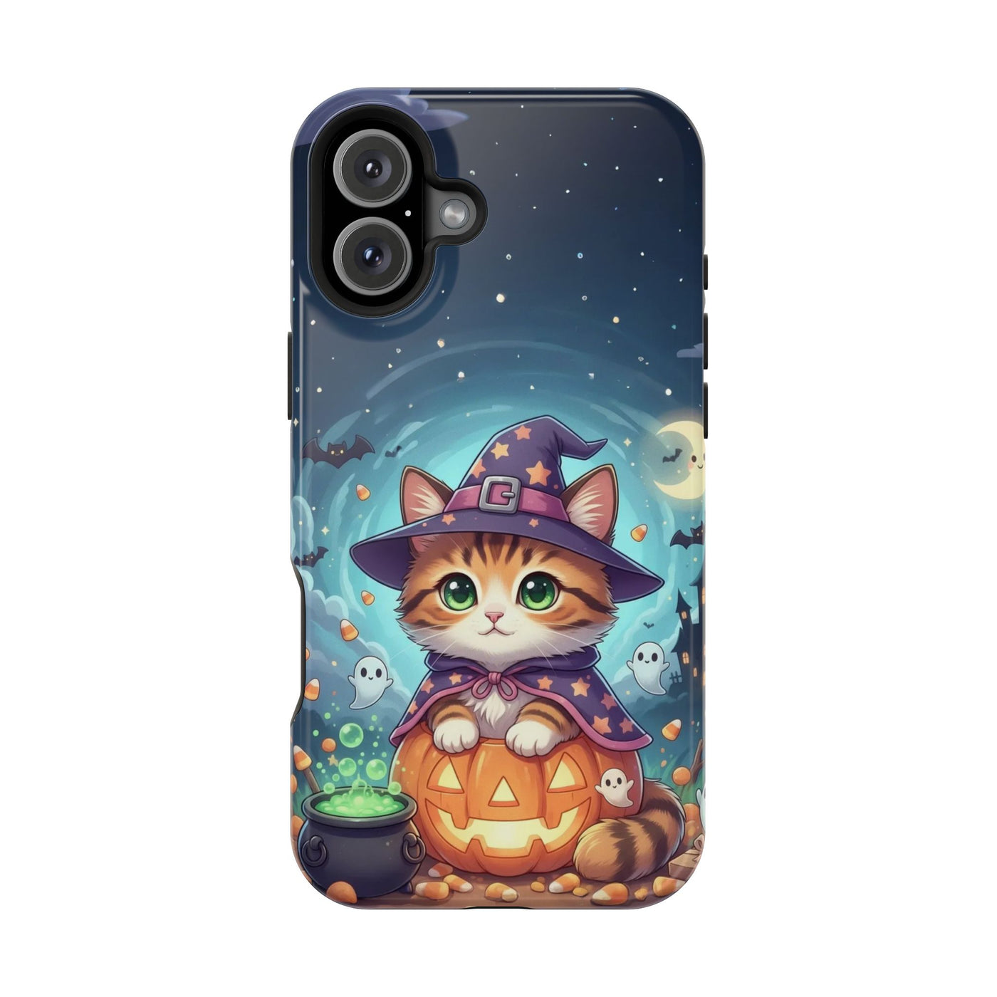 Halloween cute kitten anime style 2 Magnetic Phone Case, Cat Lover Gift, Impact-Resistant iPhone Case, Funny Pet Accessory, Unique Animal Design