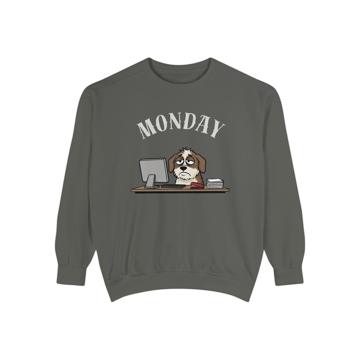 Monday Face Dog Stares Blankly Unisex Crewneck Sweatshirt style 5