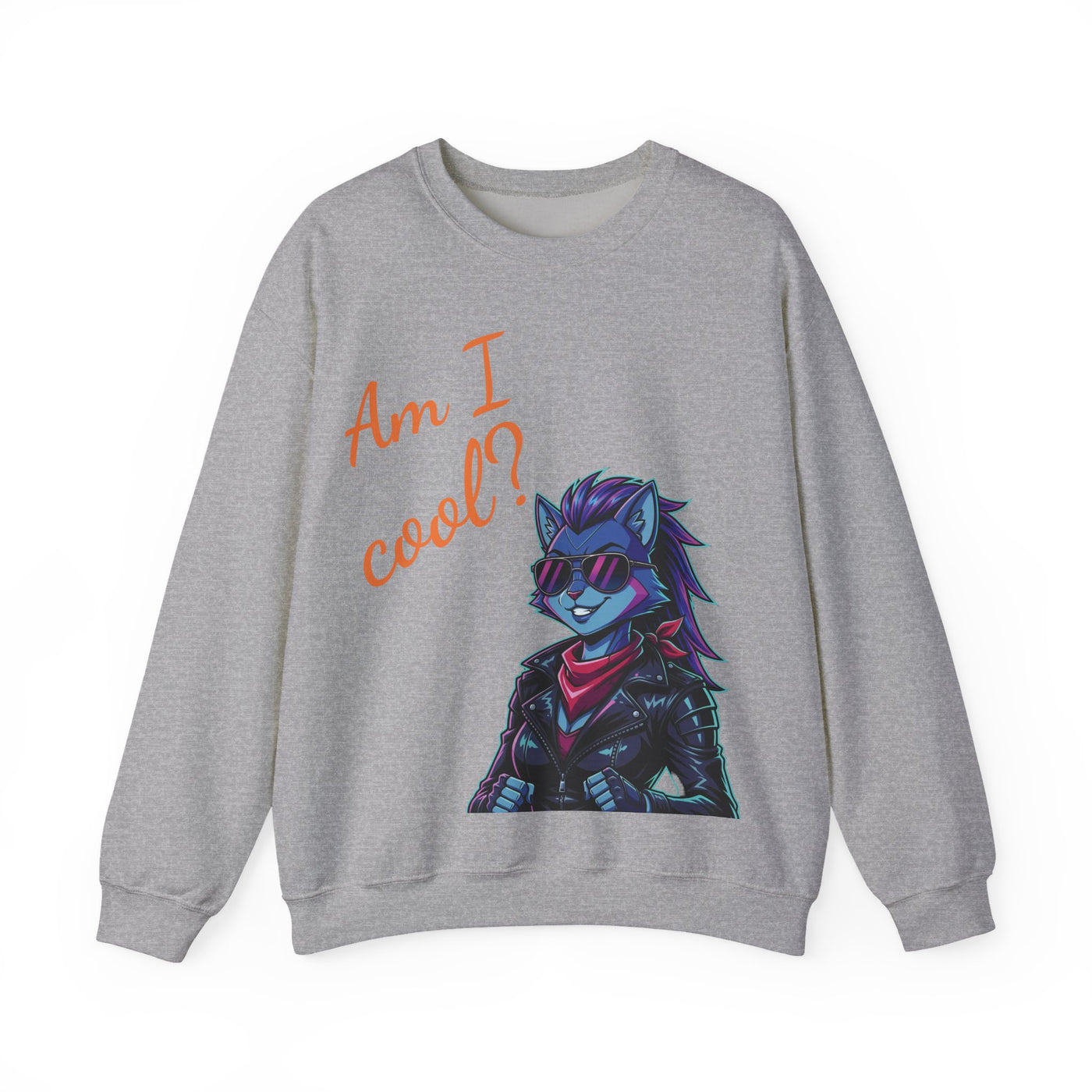 Cool Cat style 2 Unisex Crewneck Sweatshirt | Cozy Gift for Cat Lovers, Casual Wear, Unique Graphic Sweatshirt, Birthday Gift, Everyday Style