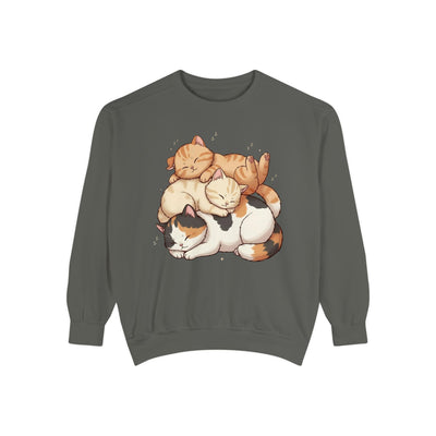 3 Cute Sleeping Cats style 1 Cozy Graphic Unisex Crewneck Sweatshirt