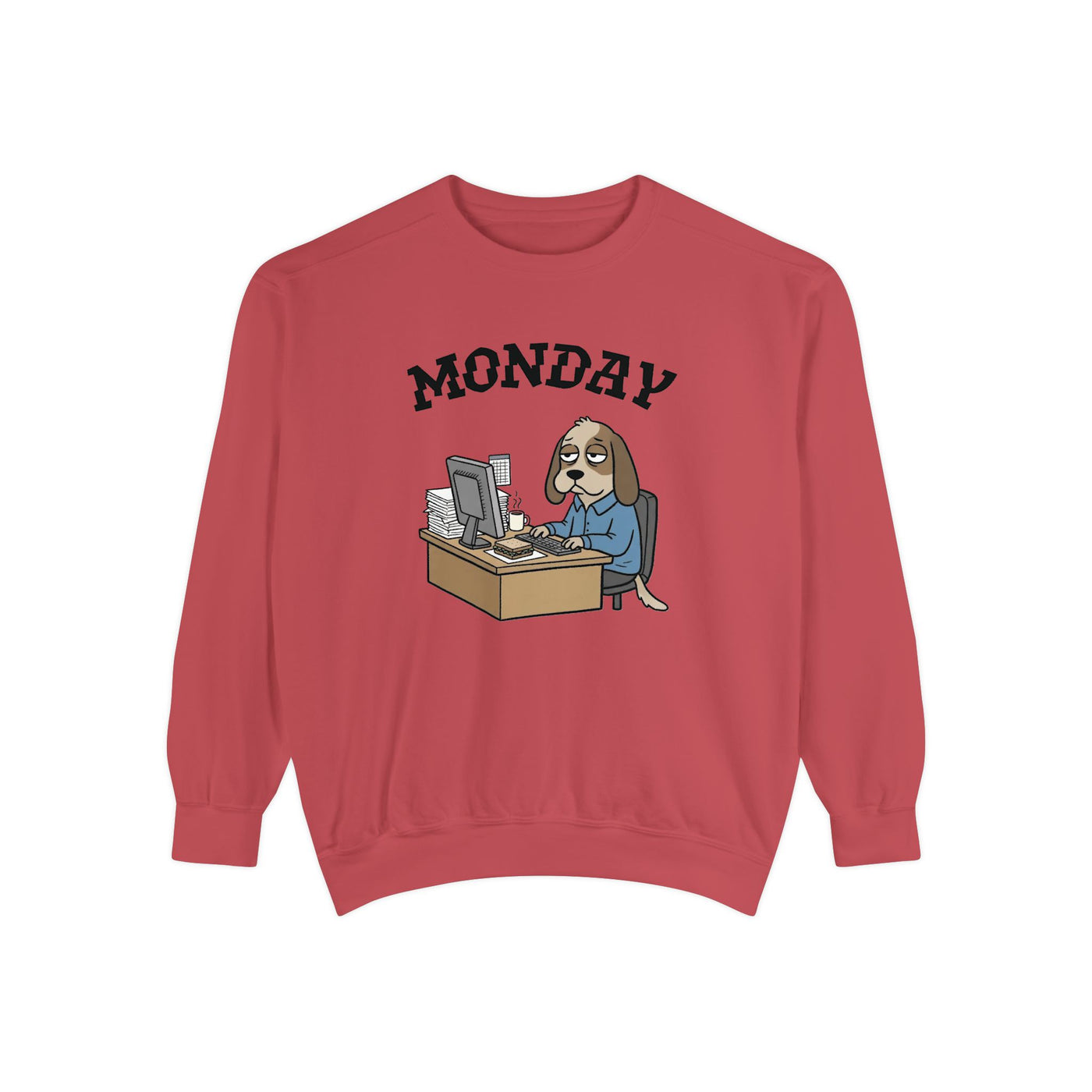 Monday Face Dog Stares Blankly Unisex Crewneck Sweatshirt style 4