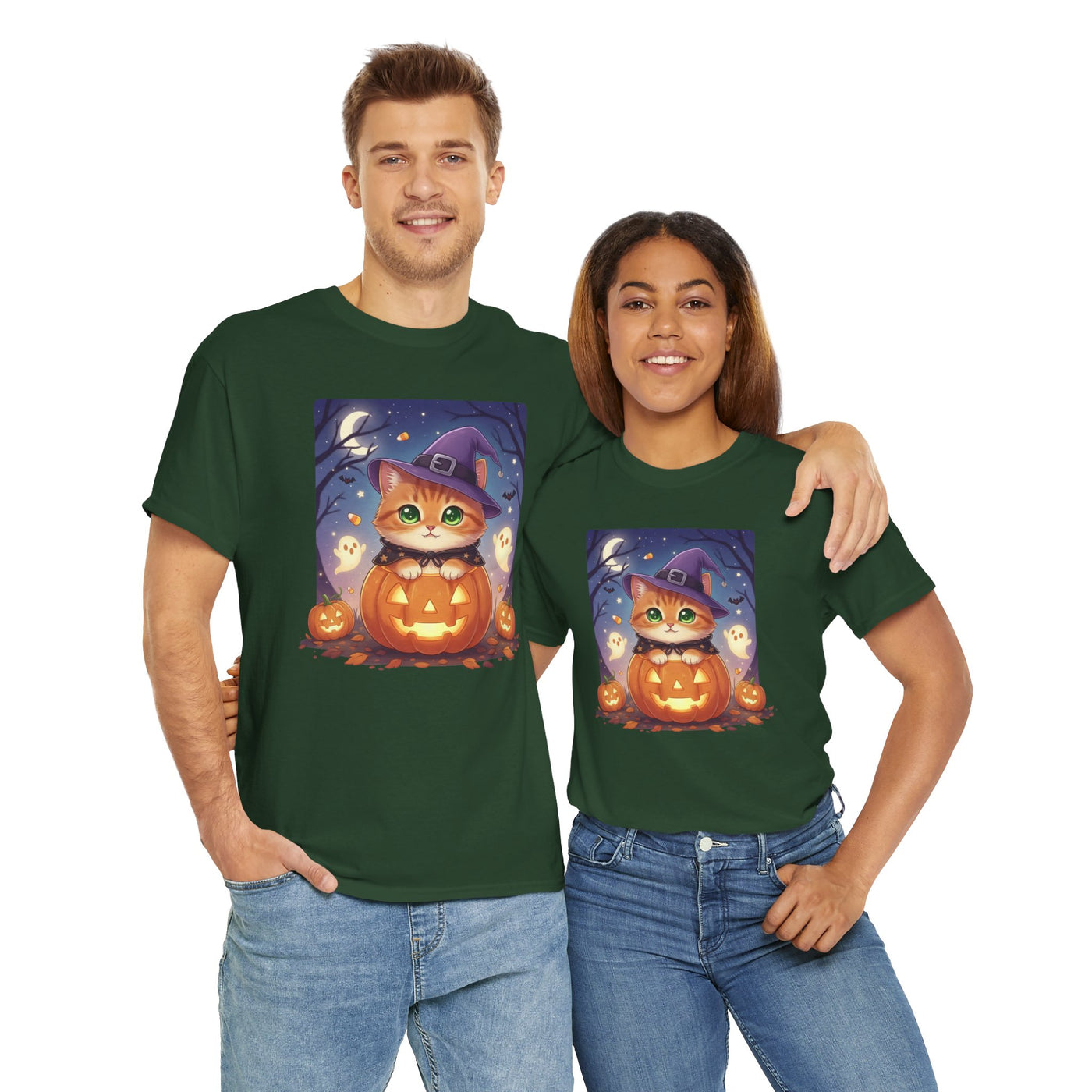Halloween cute kitten anime style 2 Unisex Tee - Cute Cat T-Shirt for Pet Lovers, Cat Owners, Sports Enthusiasts, Gifts for Animal Lovers, Casual Everyday Wear