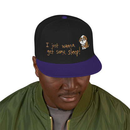 I just wanna get some sleep Embroidered Cute Puppy Snapback Hat