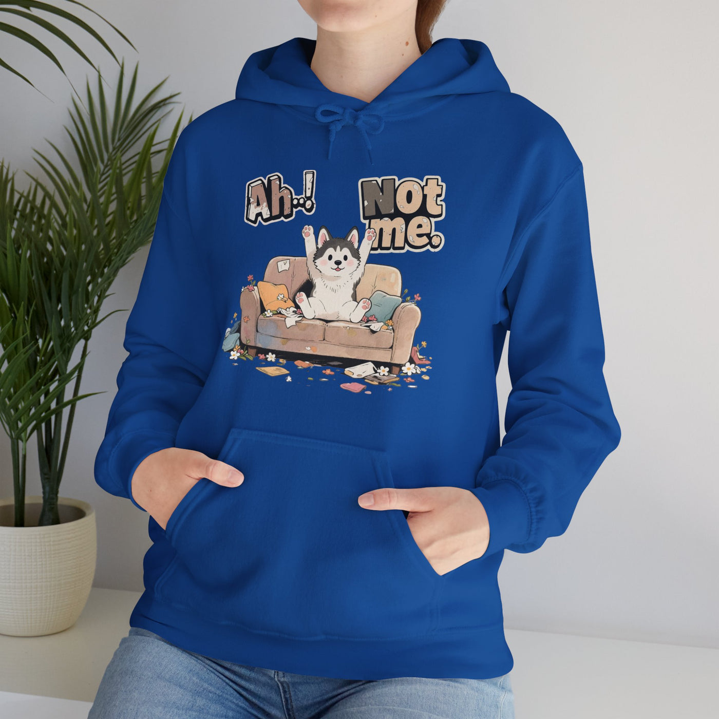 Ah! Not Me. Cute Husky Unisex Pullover Hoodie for Dog Lover