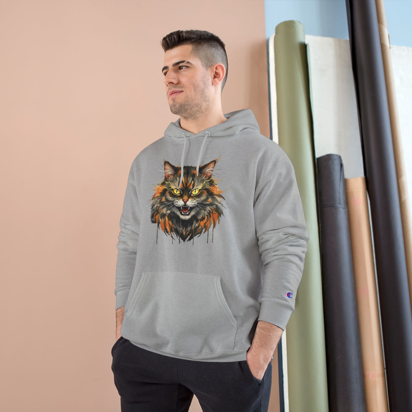 Mad Cat style 1 Men and Women Champion Hoodie