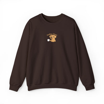 Coffee Time Dog Embroidered style 1 Unisex Crewneck Sweatshirt
