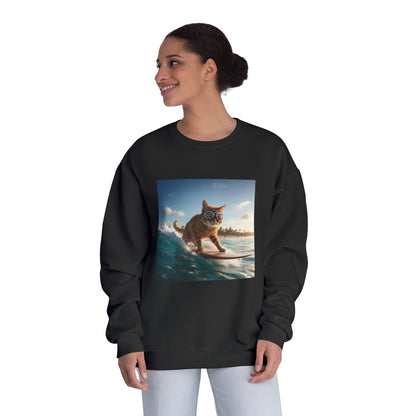 Surfing Cat Unisex NuBlend Crewneck Sweatshirt style 1
