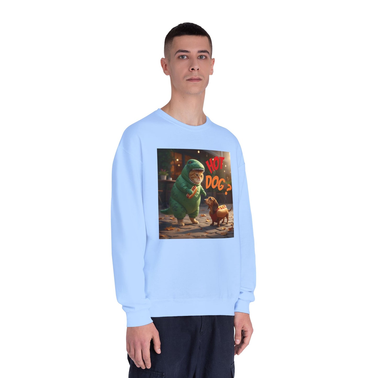 Tyrannosaurus Cat & Hot Dog Unisex NuBlend Sweatshirt