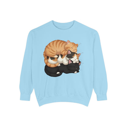 3 Cute Sleeping Cats Cozy Graphic Unisex Crewneck Sweatshirt style 5