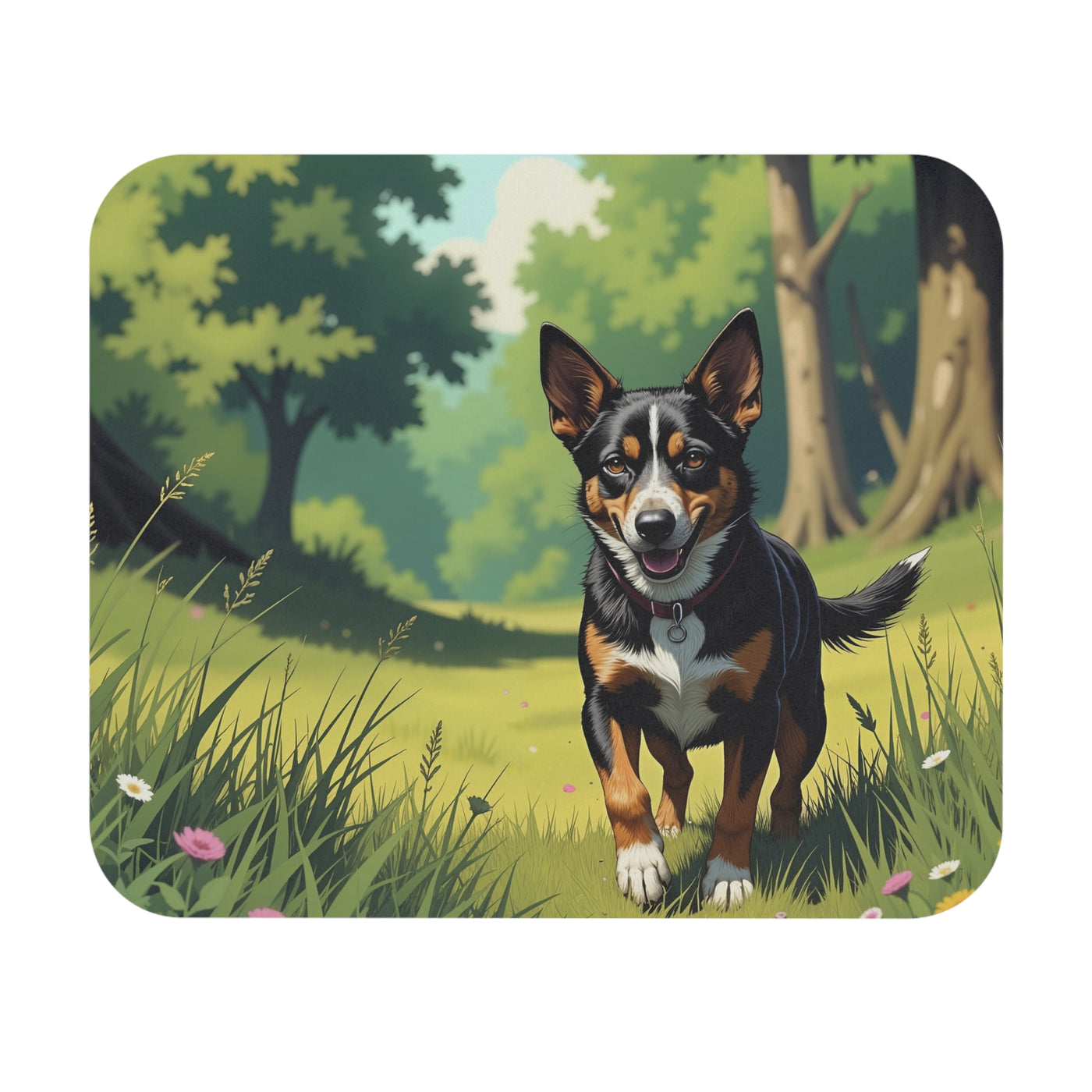 Adorable dog in the Meadow Mouse Pad style 2 | Cute Dog Desk Accessory, Pet Lover Gift, Office Decor, Animal Art, Ergonomic Mouse Mat