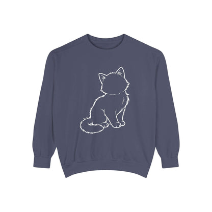Sitting Cat Shadow Cozy Graphic Unisex Crewneck Sweatshirt style 1