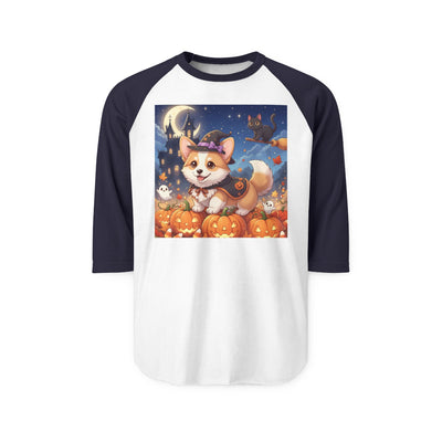 Halloween cute puppy anime style 4 Raglan Shirt, Cute Pet Shirt, Fall Apparel, Unisex Halloween Outfit, Gift for Dog Lovers, Spooky Season Tee