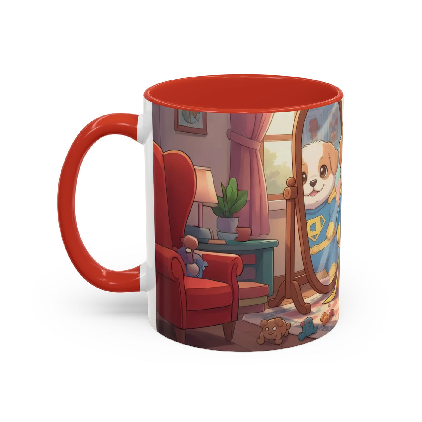 Super Pup Coffee Mug - Cute Puppy in Superhero Costume Accent Mug 11oz