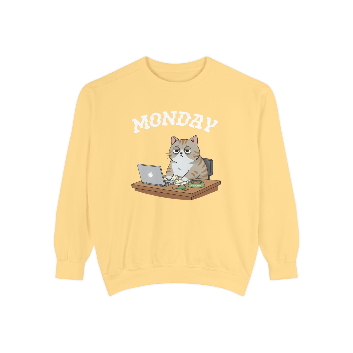 Monday Face Cat Stares Blankly Unisex Crewneck Sweatshirt style 4