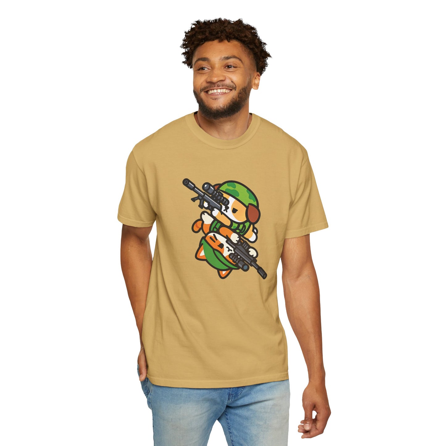 Cute Soldier Sniper Dog & Cat Unisex Graphic T-Shirt