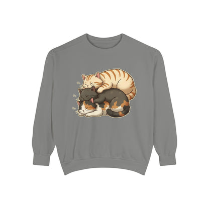 3 Cute Sleeping Cats Cozy Graphic Unisex Crewneck Sweatshirt style 4