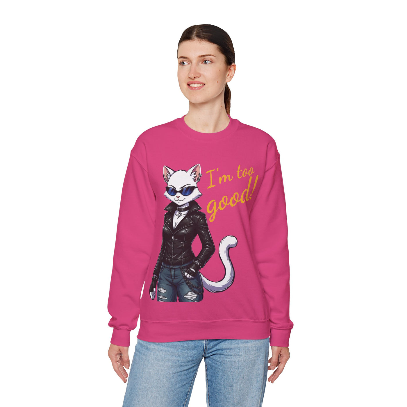 Cool Cat style 3 Unisex Crewneck Sweatshirt | Cozy Gift for Cat Lovers, Casual Wear, Unique Graphic Sweatshirt, Birthday Gift, Everyday Style