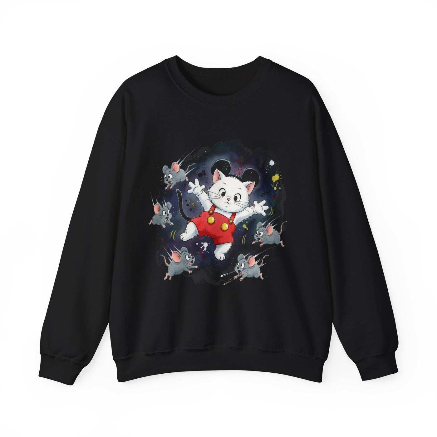 Watercolor painting style 2 Men & Women Cute Cat Pile Crewneck Sweatshirt