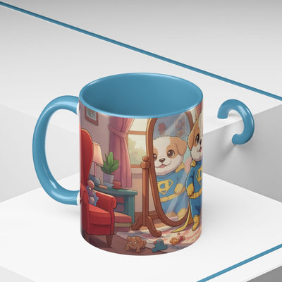 Super Pup Coffee Mug - Cute Puppy in Superhero Costume Accent Mug 11oz