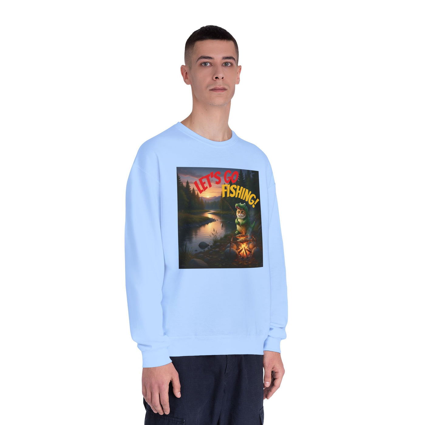 Crocodile Cat Fishing style 1 Unisex NuBlend® Crewneck Sweatshirt