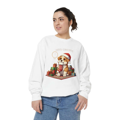 Puppy wait for Christmas presents Unisex Crewneck Sweatshirt style 1