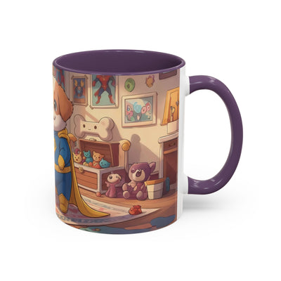 Super Pup Coffee Mug - Cute Puppy in Superhero Costume Accent Mug 11oz