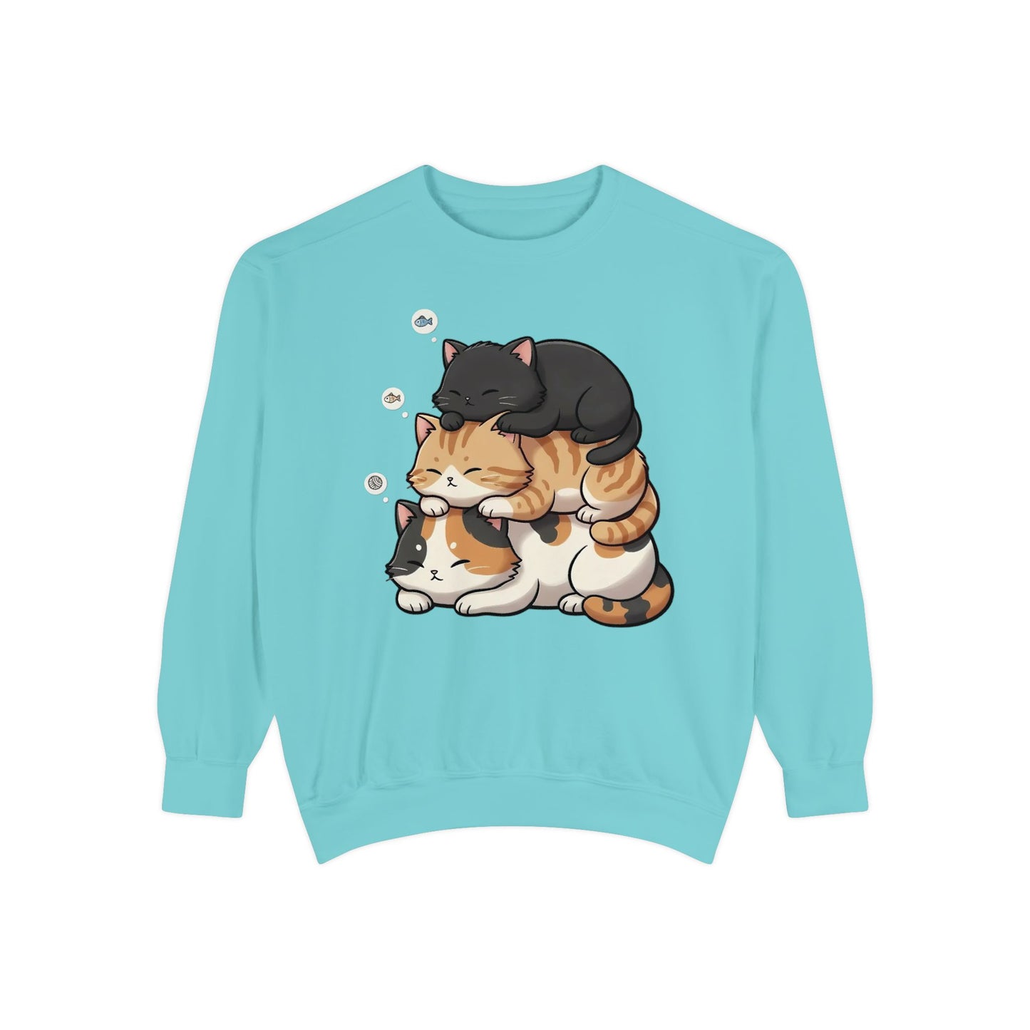 3 Cute Sleeping Cats Cozy Graphic Unisex Crewneck Sweatshirt style 8