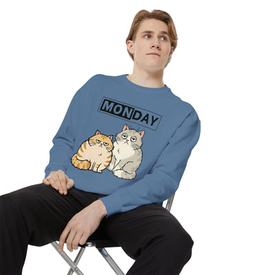 Monday Face Cat Stares Blankly Unisex Crewneck Sweatshirt style 1