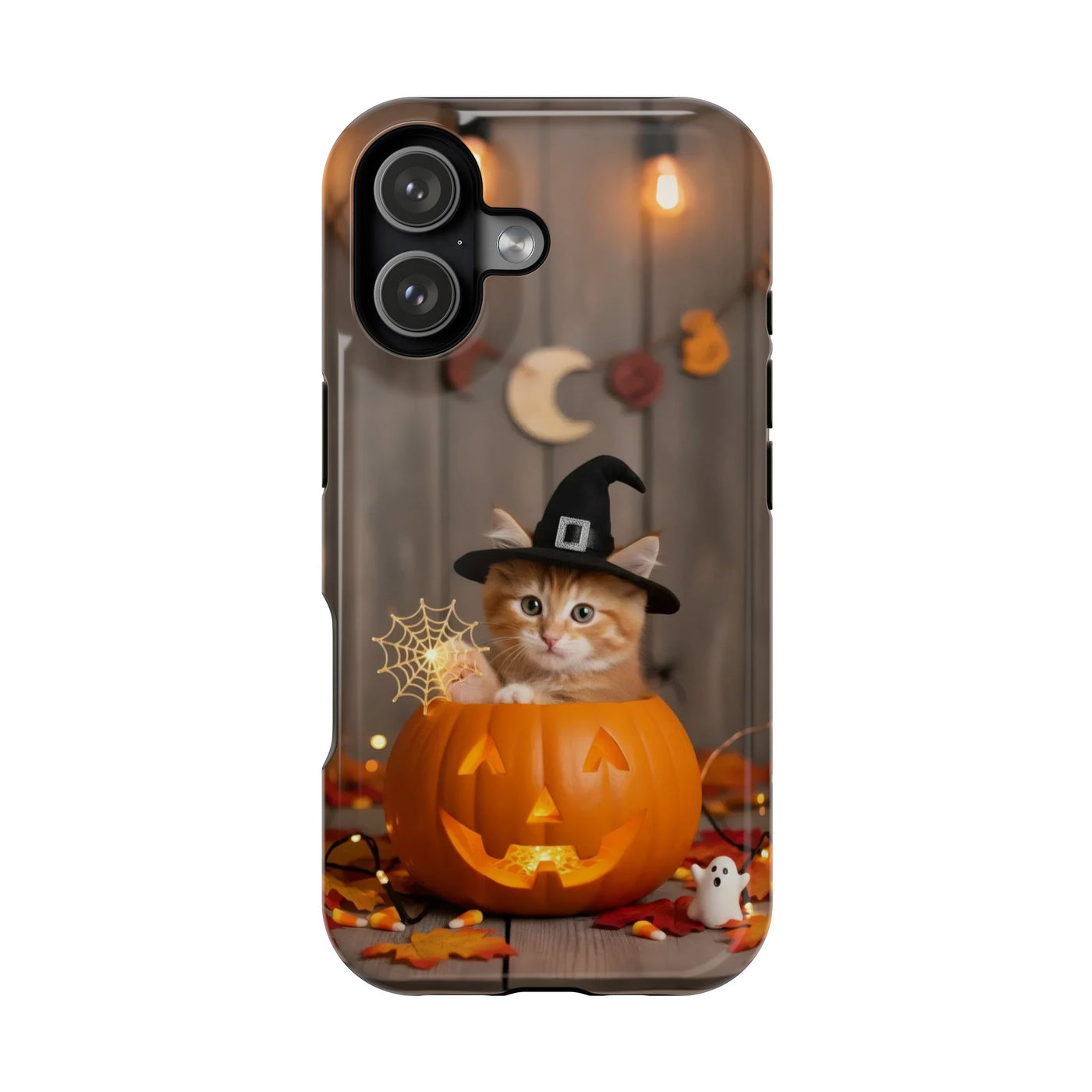 Halloween cute kitten photo style 2 Magnetic Phone Case, Cat Lover Gift, Impact-Resistant iPhone Case, Funny Pet Accessory, Unique Animal Design