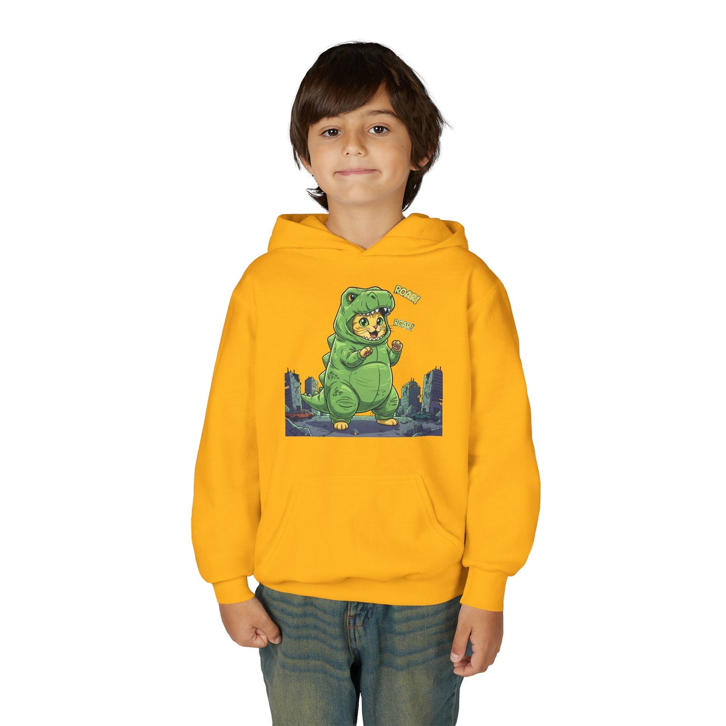 Cat cosplay Godzilla Unisex Kids Hoodie style 2