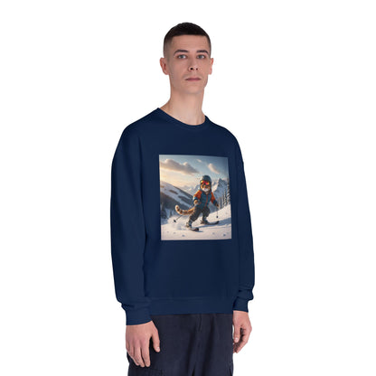 Skiing Cat Graphic Unisex NuBlend Crewneck Sweatshirt