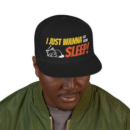 I just wanna get some sleep Embroidered Cute Cat Snapback Hat