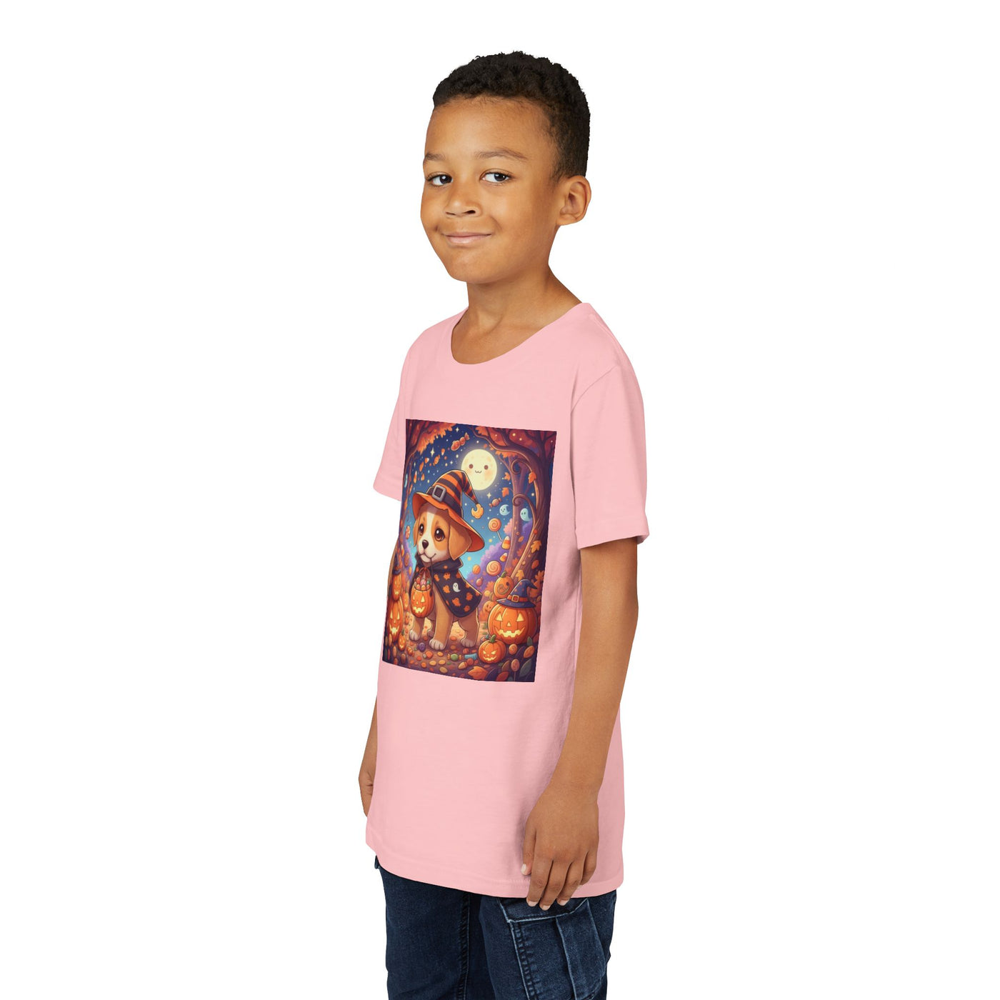 Halloween cute puppy anime style 1 Youth Tee, Short Sleeve T-Shirt, Kids Halloween Apparel, Cute Dog Tee, Fall Outfit for Children