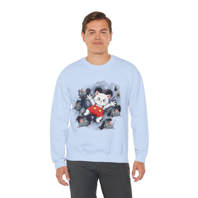 Watercolor painting style 2 Men & Women Cute Cat Pile Crewneck Sweatshirt