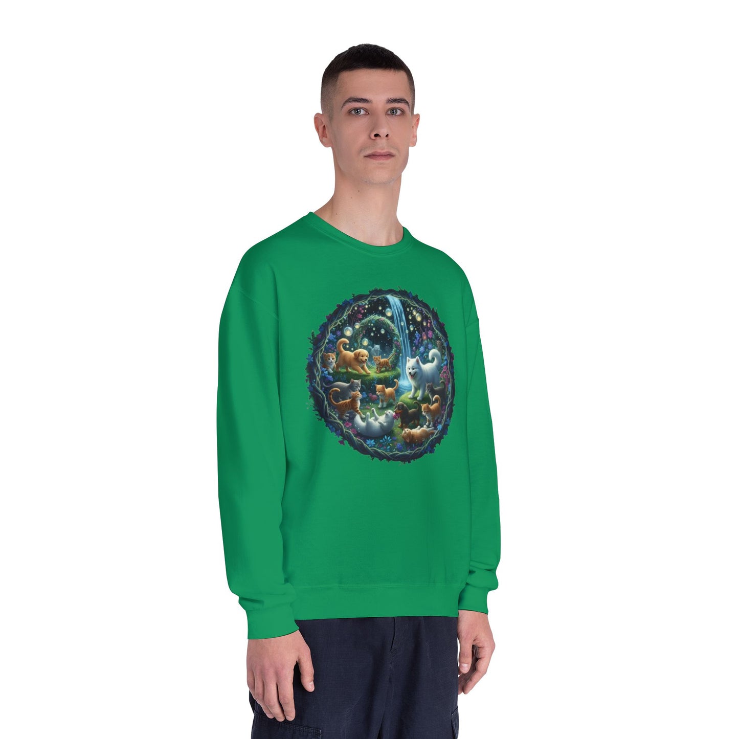 Cats & Dogs Happy Garden Unisex NuBlend Crewneck Sweatshirt style2