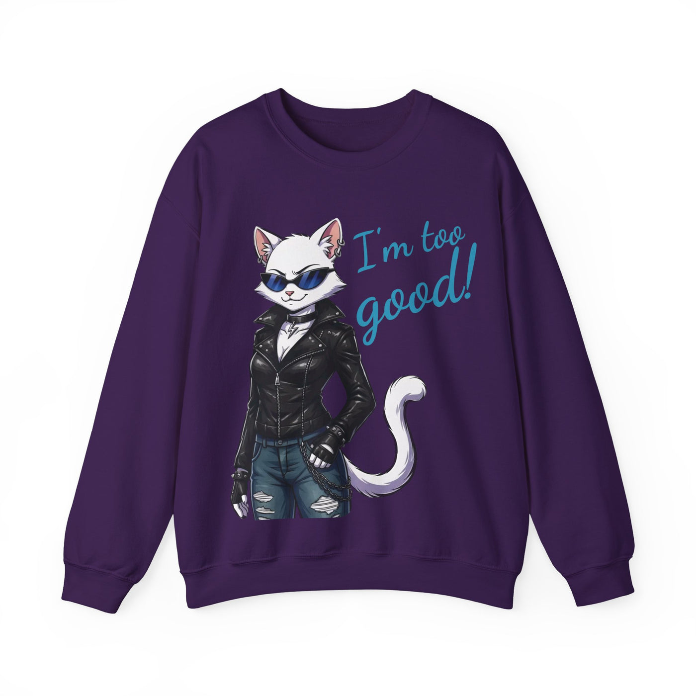 Cool Cat style 3 Unisex Crewneck Sweatshirt | Cozy Gift for Cat Lovers, Casual Wear, Unique Graphic Sweatshirt, Birthday Gift, Everyday Style