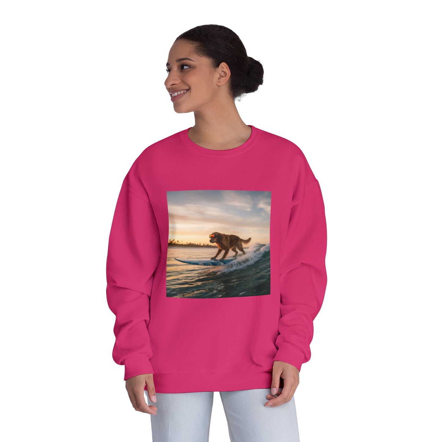 Surfing Dog Graphic Unisex NuBlend Crewneck Sweatshirt style 2