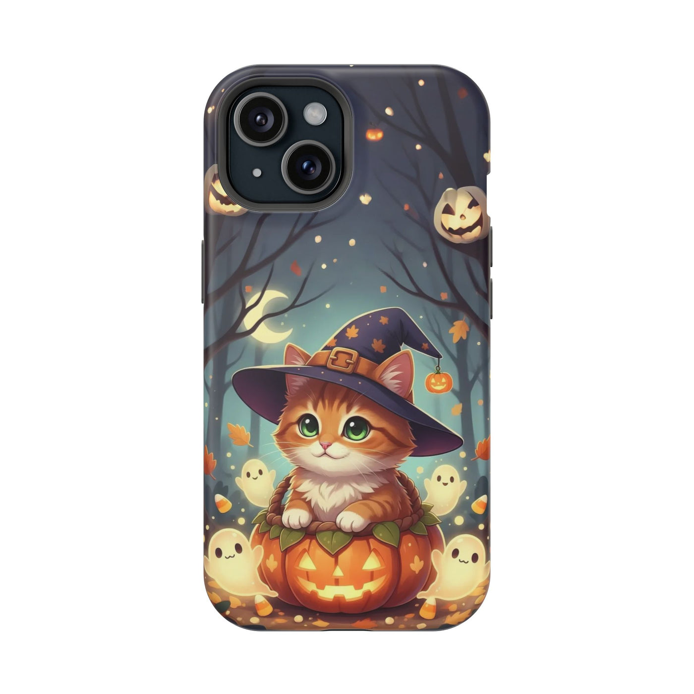 Halloween cute kitten anime style 3 Magnetic Phone Case, Cat Lover Gift, Impact-Resistant iPhone Case, Funny Pet Accessory, Unique Animal Design